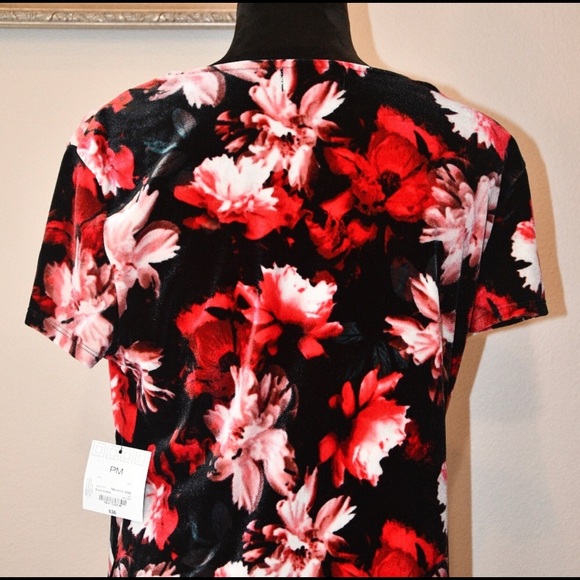 Liz Claiborne Career Petite Floral Velvet Blouse - Picture 5 of 8